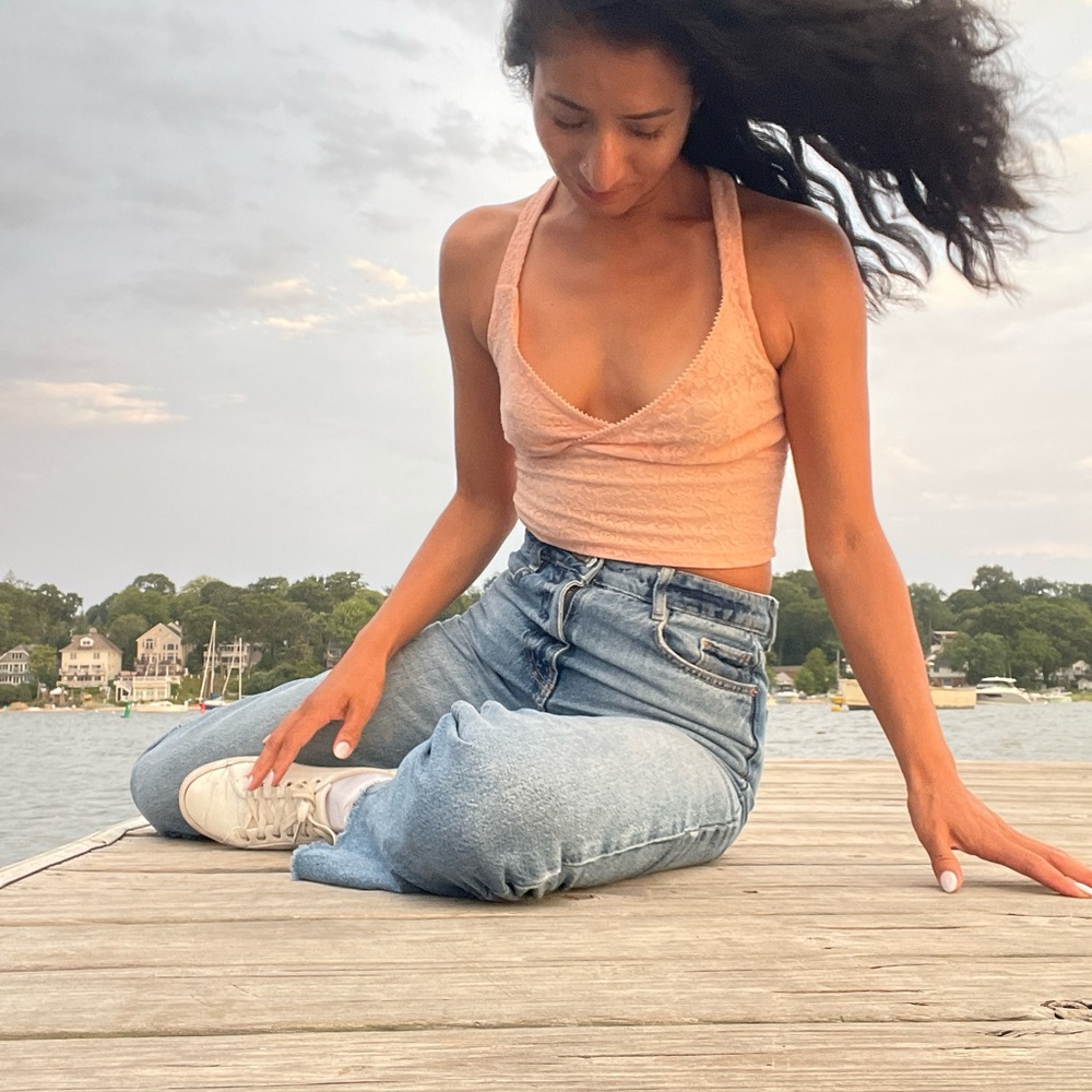 Pastel pink lace tank top #feminine